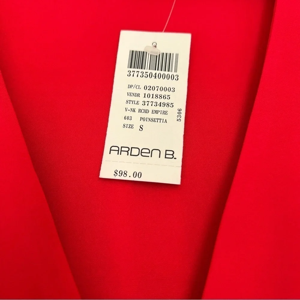 NWT Arden B Red V Neck A Line plunged sleeveless Pleated Cocktail Dress Party S - Picture 7 of 13